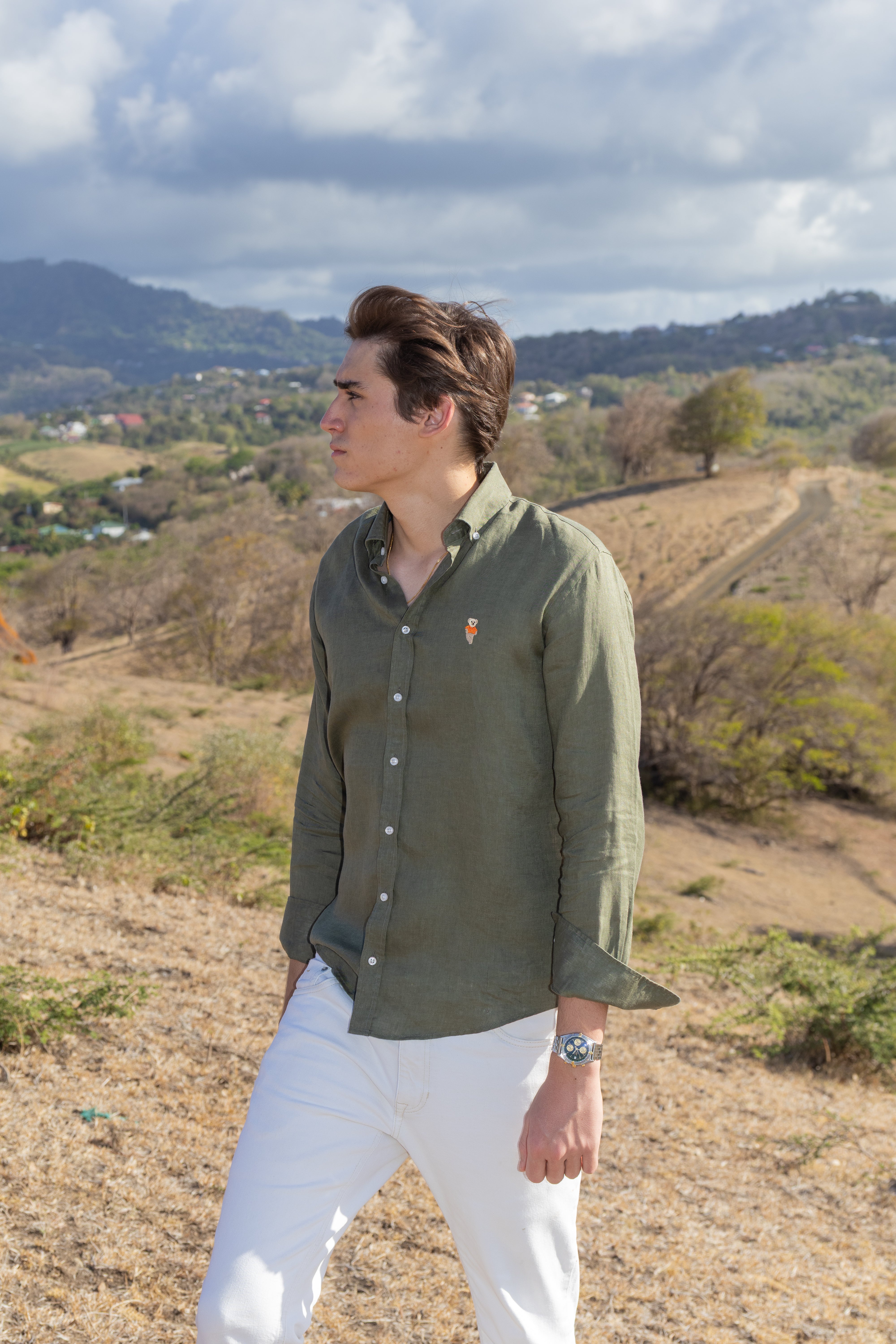 Chemise en lin Verte